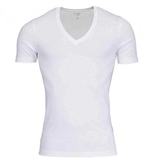 OLYMP T-Shirt Level Five Body fit tiefer V-Ausschnitt weiß