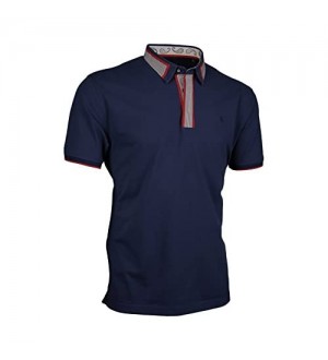 Giorgio Capone Premium-Poloshirt einzigartiger Hemdkragen Pique-Stoff 100% Baumwolle Navy-blau Regular Fit