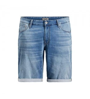 JACK & JONES Male Plus Size Jeans Shorts Rick Icon Indigo Knit
