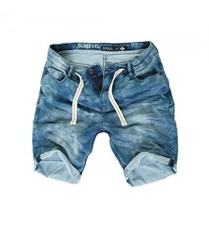 Sublevel Herren Sweat Denim Bermuda Shorts Kurze Hose Bermuda Sweatpants Vintage Used Look Jeans