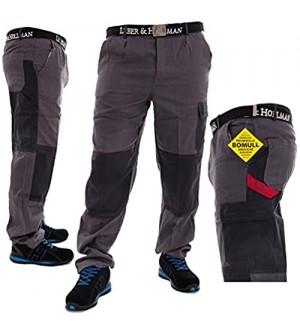 Robuste Arbeitshose für Männer aus 100% Baumwolle in grau Lange Herren Bundhose mit Kniepolster Taschen Schutzkleidung (Größe 50)