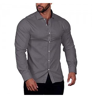 COOFANDY Herren Hemd Langarm Stretch Einfarbig Regular Fit Freizeit Business Hemden Kragen Shirt Bügelfrei Anzughemd für Männer
