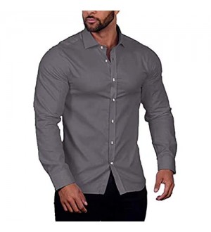 COOFANDY Herren Hemd Langarm Stretch Einfarbig Regular Fit Freizeit Business Hemden Kragen Shirt Bügelfrei Anzughemd für Männer