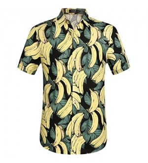 SSLR Herren Hawaiihemd Kurzarm Baumwolle Ananas 3D Gedruckt Freizeithemd Button Down Aloha Shirts