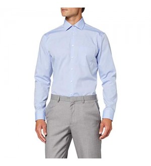 Seidensticker Herren Einfarbiges Schickes Hemd mit Extra Kent-Kragen – Regular Fit – Langarm Businesshemd