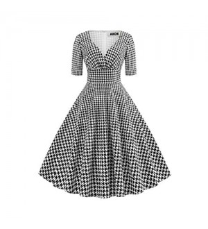 AXOE Damen 60er Jahre Kleid Cocktailkleid Abendkleid mit 3/4 Ärmel