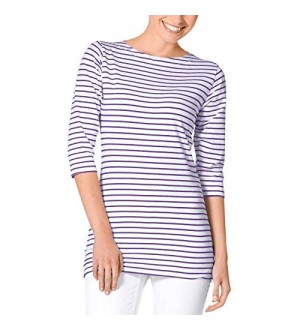 CLINIC DRESS Longshirt Damen - Ringelshirt 3/4 Arm Stretch mit 95% Baumwolle für Krankenschwestern Ärztinnen und Pflegepersonal