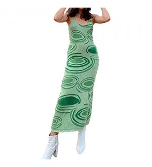 Damen Y2K Spaghettiträger Langes Kleid Gestricktes ärmelloses figurbetontes Kleid Sommer E-Girl Y2K Trägerkleid Streetwear