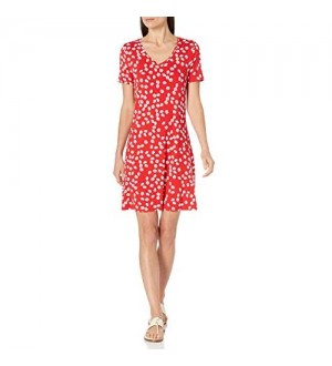  Essentials Damen Short-sleeve V-neck Swing Kleid