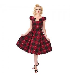 Hearts & Roses London Damen 50er Jahre Kleid Tartan Tea Dress