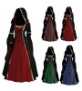 Maxi Kleider TWIFER Damen Gothic Steampunk Langarm Mittelalter Kleid Mit Kapuze Kleid Flare-Ärmel Abendkleider Cosplay Kostüm