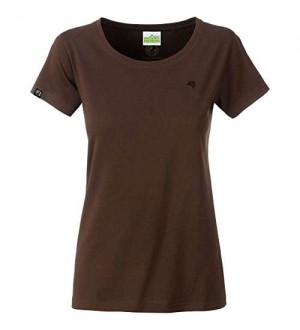 COMPANIEER JAN 8007 Damen Bio Baumwolle Basic Girlie T-Shirt Braun Frauen Women\'s Organic Cotton