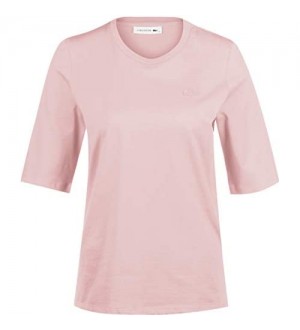 Lacoste Damen TF9424 T-Shirt Rundhals Frauen Basic Tshirt Tee Regular Fit