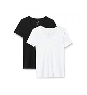 MERAKI Damen T-Shirt mit V-Ausschnitt 2er-Pack
