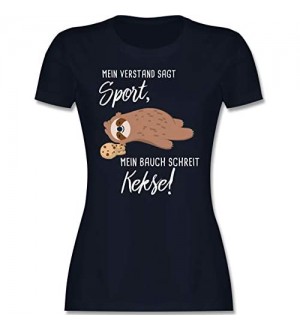 Shirtracer - Statement - Mein Bauch schreit Kekse! Faultier - Tailliertes Tshirt für Damen und Frauen T-Shirt