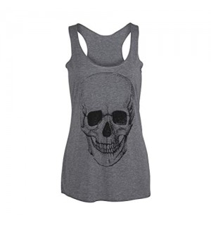 Graues Damen Totenkopf Skull Gothic Punk Rock'n'Roll Tank Top T-Shirt