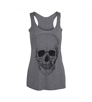 Graues Damen Totenkopf Skull Gothic Punk Rock\'n\'Roll Tank Top T-Shirt