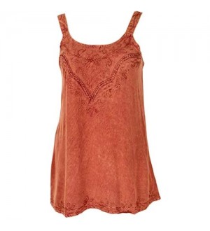 GURU SHOP Besticktes Indisches Top Chic Damen Orange Synthetisch Size:40 Tops & T-Shirts Alternative Bekleidung