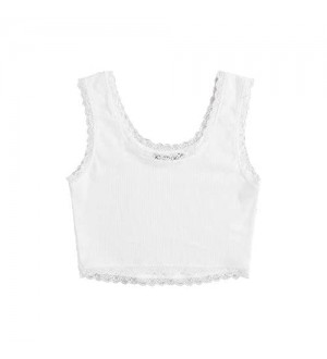 SOLY HUX Damen Crop Tank Top Bauchfrei Camisole Basic Croptops Sommer T-Shirt Tops Vest mit Spitzen
