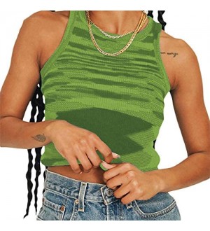 Tie Dye Women Sleeveless Rib Tank Top Summer Sexy Streetwear Crop Tops E Girl Style Y2K Clubwear Camisole Vest Top (Green