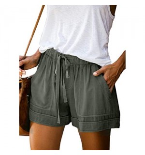 BUDERMMY Shorts Damen Sommer Kurze Hosen Tunnelzug Elastische Strand Shorts mit Taschen