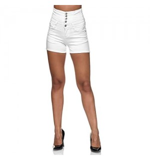 EGOMAXX Damen Jeans Shorts Hose Kurz High Waist Hot Pants Stretch