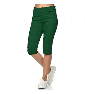 EGOMAXX Damen Kurze Capri Jeans Shorts Basic Sommer Bermuda 3/4 Hose Übergröße