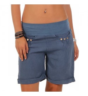 Malito Damen Bermuda aus Leinen | lässige Kurze Hose | Shorts für den Strand | Pants - Hotpants 6822