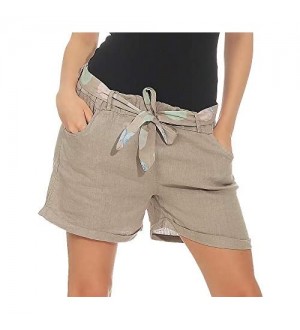 Malito Damen Shorts aus Leinen | lässige Kurze Hose | Bermuda für den Strand | Pants - Hotpants 6058