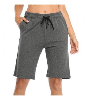 Safort Damen Shorts Sport Yoga mit 100% Baumwolle Kurze Hose Sweatpants Laufshorts