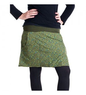 Vishes - Alternative Bekleidung – Mit Blumen bedruckter Baumwollrock mit weichem elastischem Jerseybund und „Hosentaschen“