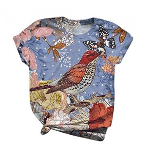 Qigxihkh Plus Size Damen Kurzarm Ärmel Animal Printed O-Neck Tops T-Shirt Bluse