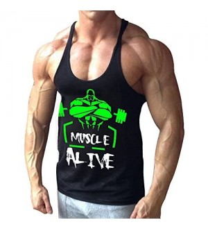 Muscle Alive Herren Bodybuilding Stringer Tank Top Baumwolle Racerback