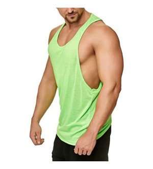 Muscle Shirt Herren Tank Top Achselshirt mit tief geschnittenem Armausschnitt Neon Grün